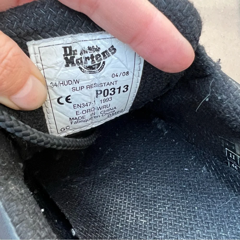 Vintage Dr. Martens Industrial Work Shoes Black Leather Low Top 2008 Size 11